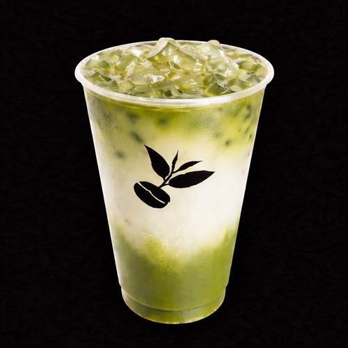 Coconut Matcha Float — coconut syrup and soda under a whipped matcha cloud