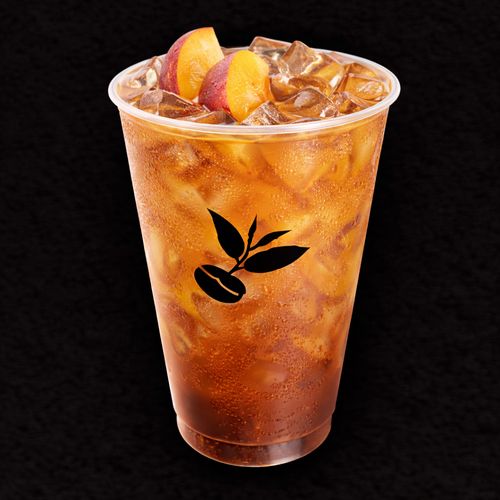 Iced Peach Tea in a Charming Cafe cup
